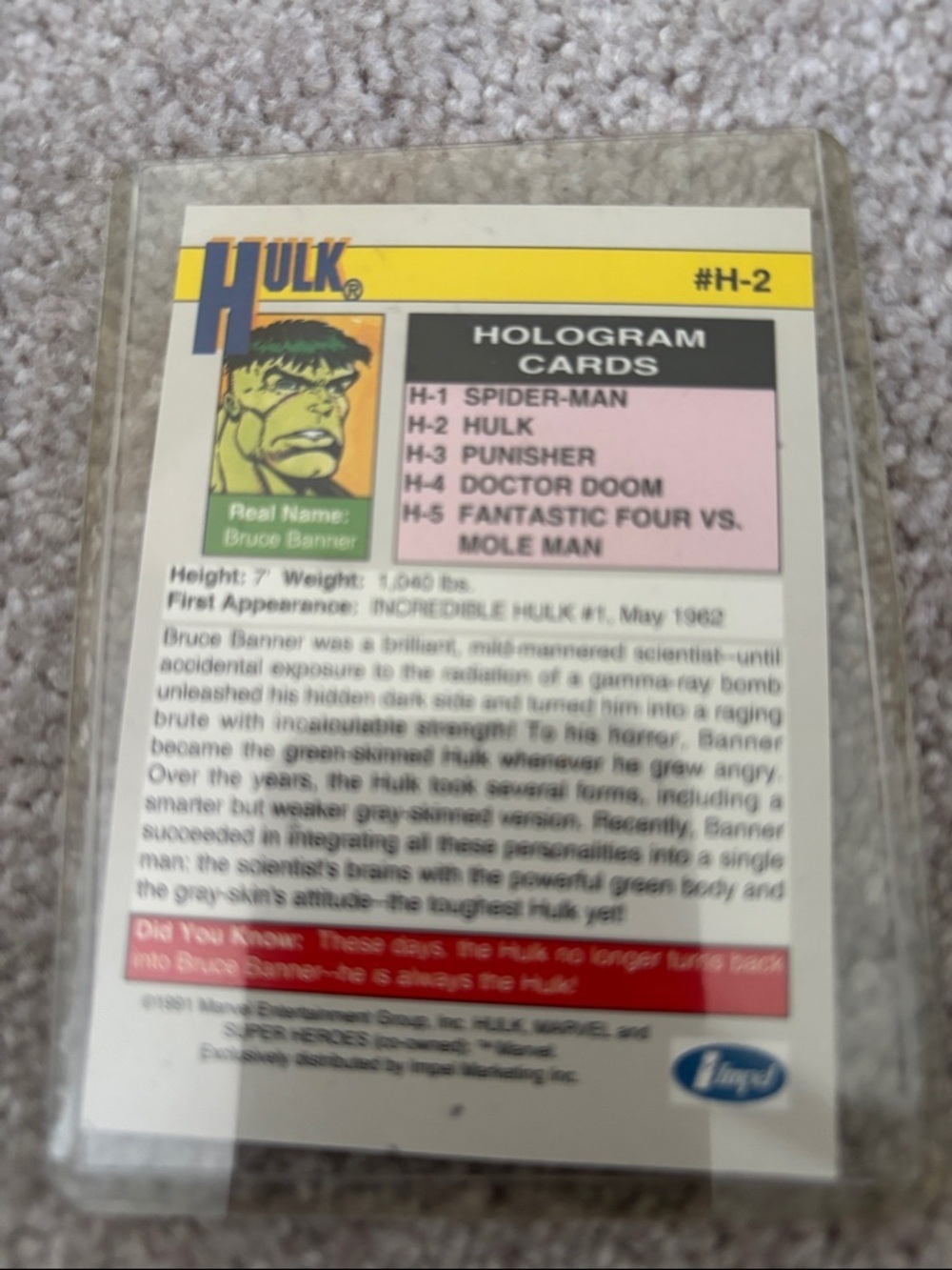 Set of 2 1991 Marvel hologram cards
Hulk and Punisher - Picture 2 of 4